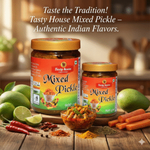 Tasty House Mixed Vegetable Pickle | Mango, Lime & Green Chillies in Mustard Oil